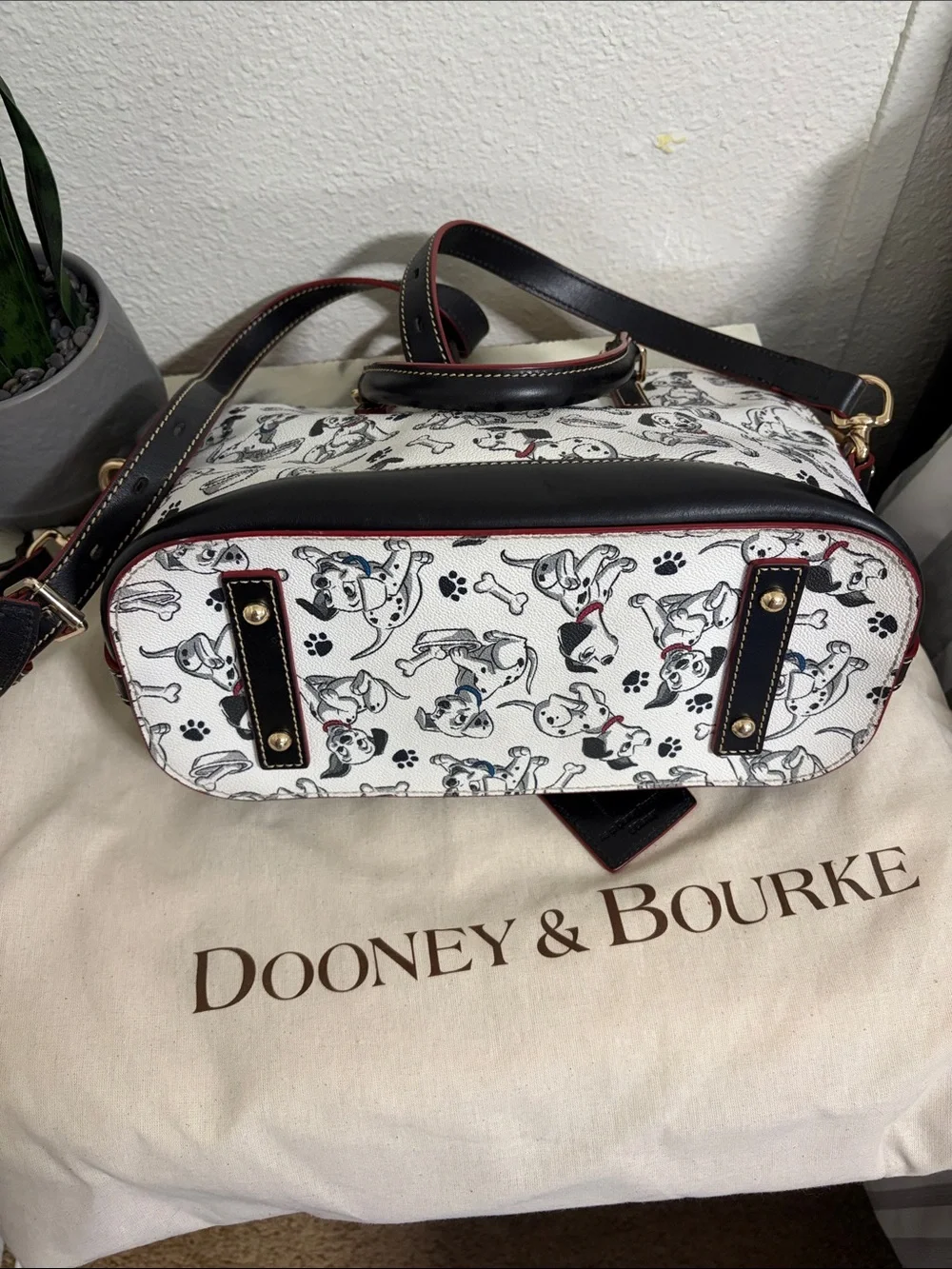 Dooney & Bourke Disney 101 Dalmatian Print Satchel with Red Trim - Picture 9 of 14